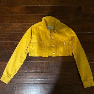 Cropped Denim Yellow Trucker Jacket